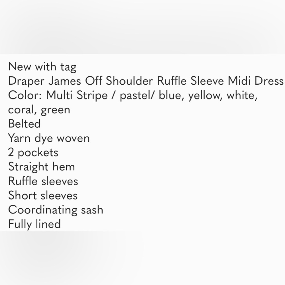 NWT Draper James Off Shoulder Ruffle Sleeve Midi Dress XXL - Picture 9 of 9